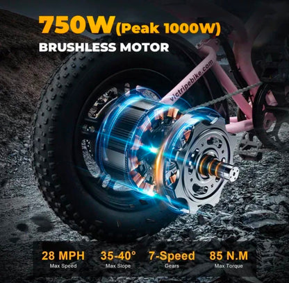 VICTRIP R6 750W Electric Mountain Bike – 48V 15Ah Battery | 1000W Peak Motor | 85Nm Torque