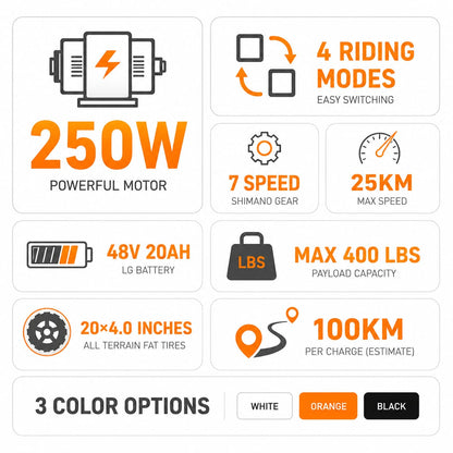 VICTRIP R5 Foldable Electric Bike – 250W Motor | 48V 20Ah LG Battery | 20" Fat Tires | Up to 100KM Range